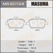Колодки тормозные дисковые Masuma задние, комплект на ось (4 шт), арт. MS-E0124