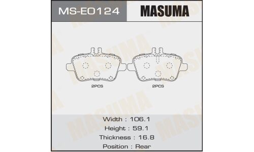 Колодки тормозные дисковые Masuma задние, комплект на ось (4 шт), арт. MS-E0124