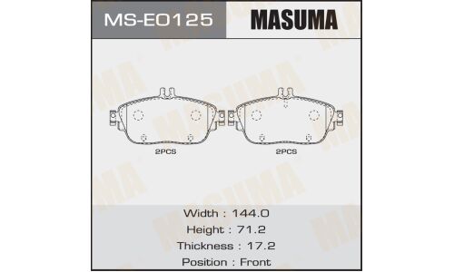 Колодки тормозные дисковые Masuma передние, комплект на ось (4 шт), арт. MS-E0125