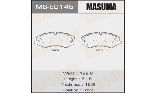 Колодки тормозные дисковые Masuma передние, комплект на ось (4 шт), арт. MS-E0145