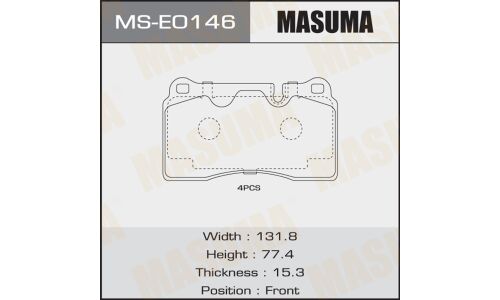 Колодки тормозные дисковые Masuma передние, комплект на ось (4 шт), арт. MS-E0146