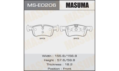 Колодки тормозные дисковые Masuma передние, комплект на ось (4 шт), арт. MS-E0206