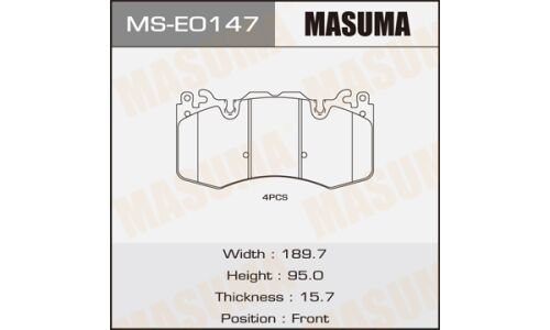 Колодки тормозные дисковые Masuma, передние, комплект на ось (4 шт), арт. MS-E0147