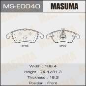 Колодки тормозные дисковые Masuma передние, комплект на ось (4 шт), арт. MS-E0040
