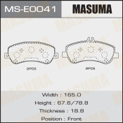 Колодки тормозные дисковые Masuma передние, комплект на ось (4 шт), арт. MS-E0041