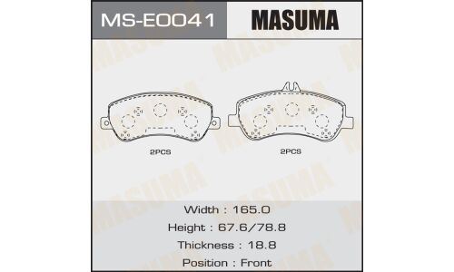 Колодки тормозные дисковые Masuma передние, комплект на ось (4 шт), арт. MS-E0041