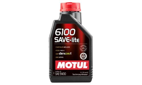 Масло моторное MOTUL 6100 Save-lite 5w30 полусинтетическое, SN/GF-5, для бензинового двигателя, 1л, арт. 107956