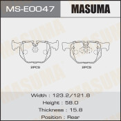 Колодки тормозные дисковые Masuma задние, комплект на ось (4 шт), арт. MS-E0047