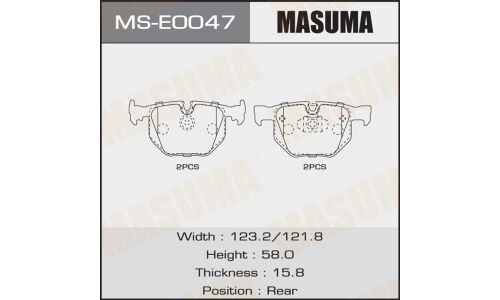 Колодки тормозные дисковые Masuma задние, комплект на ось (4 шт), арт. MS-E0047