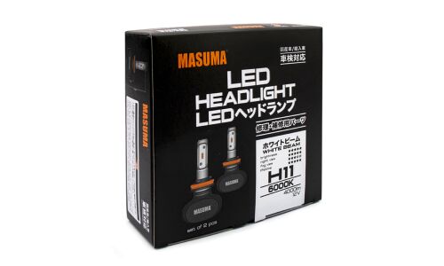 Лампа светодиодная Masuma LED H11 (PGJ19-2, T11), 12/24В, 18Вт (соответствует 55Вт), 6000К, комплект 2 шт, арт. L620