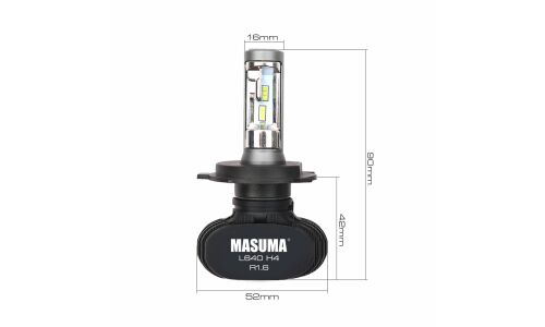 Лампа светодиодная Masuma LED H4 (P43t, T16), 12/24В, 18Вт, 6000К, комплект 2 шт, арт. L640