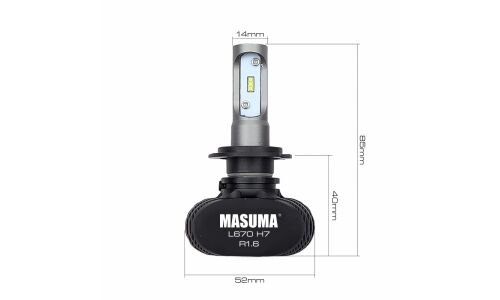 Лампа светодиодная Masuma LED H7 (PX26d, T11), 12/24В, 18Вт (соответствует 55Вт), 6000К, комплект 2 шт, арт. L670