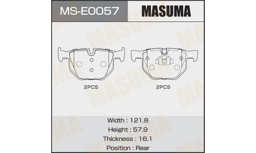 Колодки тормозные дисковые Masuma задние, комплект на ось (4 шт), арт. MS-E0057