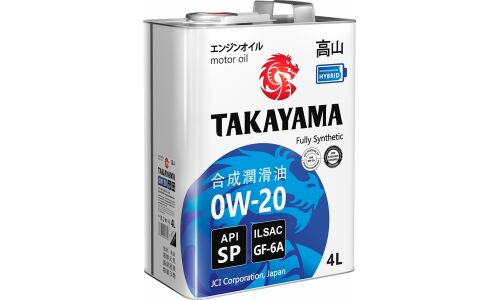 Масло моторное Takayama 0w20 синтетическое, API SP, ILSAC GF-6A, для бензинового двигателя, 4л, арт. 605141