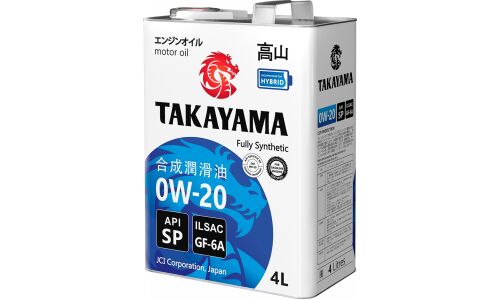 Масло моторное Takayama 0w20 синтетическое, API SP, ILSAC GF-6A, для бензинового двигателя, 4л, арт. 605141