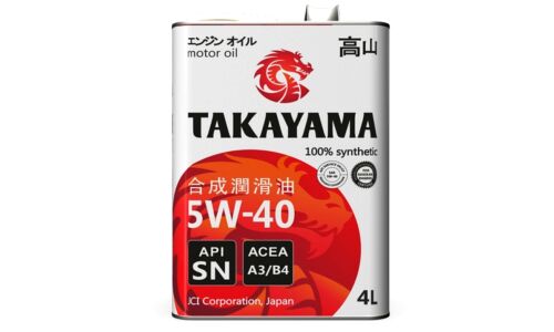 Масло моторное Takayama 5w40 синтетическое, API SN/CF, ACEA A3/B4, JASO MA2, для бензинового двигателя, 4л, арт. 605045