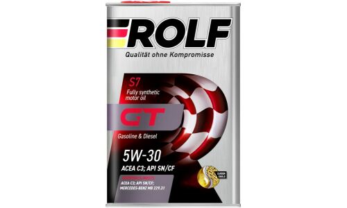 Масло моторное Rolf GT 5w30 синтетическое, API SN/CF, ACEA C3, универсальное, 4л, арт. 322228