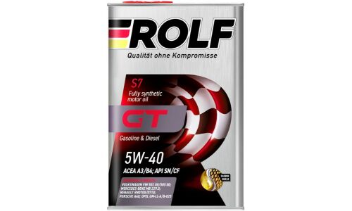 Масло моторное Rolf GT 5w40, синтетическое, API SN/CF, ACEA A3/B4, универсальное, 4л, арт. 322229