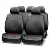 Чехлы AUTOPREMIER Platinum VIP для передних и задних сидений, экокожа, черный цвет с красной прострочкой, 11 предметов Чехлы AUTOPREMIER Platinum VIP для передних и задних сидений, экокожа, черный цвет с красной прострочкой, 11 предметов