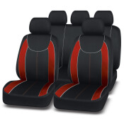Чехлы AUTOPREMIER Escada для передних и задних сидений, сетка и полиэстер, черный/красный цвет, 9 предметов Чехлы AUTOPREMIER Escada для передних и задних сидений, сетка и полиэстер, черный/красный цвет, 9 предметов