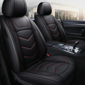 Чехлы-накидки CARFORT WAVE 3 для передних сидений и заднего дивана, экокожа, черный цвет с красной прострочкой, комплект Чехлы-накидки CARFORT WAVE 3 для передних сидений и заднего дивана, экокожа, черный цвет с красной прострочкой, комплект