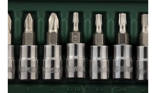 Набор торцевых головок SATA с трещоткой, под размер 1/4", комплект 52 предмета, арт. 09002 (обновлённый)