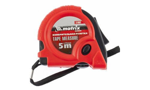 Рулетка Matrix, 19мм х 5м, с 3-мя фиксаторами, обрезиненный корпус, арт. 31002