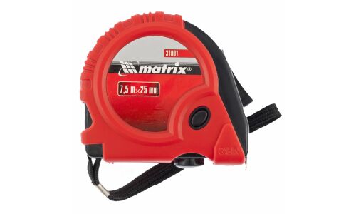Рулетка Matrix, 25мм х 7.5м, с 3-мя фиксаторами, обрезиненный корпус, арт. 31001