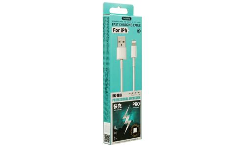 Кабель для мобильных устройств Remax Fast Charging Cable, с USB на Lightning, 1м, белый, арт. RC-163i