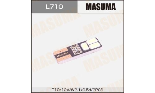 Лампа светодиодная Masuma W5W (W2.1x9.5d, T10), 12В, 1.32Вт (соответствует 5Вт), 6500К, комплект 2 шт, арт. L710