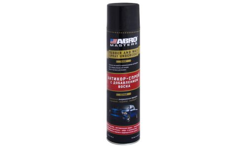 Покрытие антикоррозийное ABRO Masters Rubber And Wax Spray Undercoat, на резинобитумной основе, с воском, черное, аэрозоль 700мл, арт. U-6-BLK-R