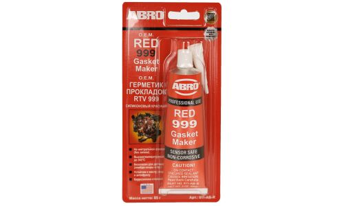 Герметик-прокладка ABRO OEM Red 999 Gasket Maker, силиконовый, термостойкий, красный, туба 85г, арт. 911-AB-R
