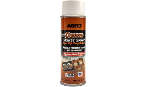 Герметик для прокладок ABRO Ultra Plus Cooper Gasket Spray, термостойкий, с медью, аэрозоль 128г, арт. CG-418-4.5-R
