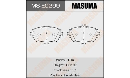 Колодки тормозные дисковые Masuma, передние, комплект на ось (4 шт), арт. MS-E0299