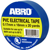 Лента клейкая изоляционная ABRO, ПВХ, 18мм x 18м, синяя, термостойкая, арт. ET-914-BLU-R