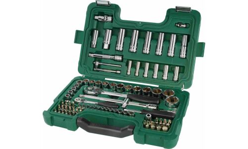 Набор торцевых головок SATA с трещоткой, под размеры 1/2" и 1/4", комплект 88 предметов, арт. 09013 (обновлённый)