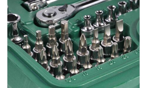 Набор торцевых головок SATA с трещоткой, под размеры 1/2" и 1/4", комплект 88 предметов, арт. 09013 (обновлённый)