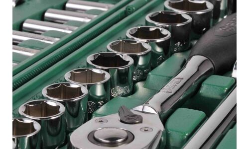 Набор торцевых головок SATA с трещоткой, под размеры 1/2" и 1/4", комплект 88 предметов, арт. 09013 (обновлённый)