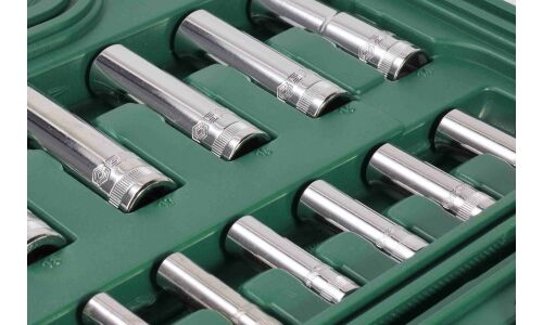Набор торцевых головок SATA с трещоткой, под размеры 1/2" и 1/4", комплект 88 предметов, арт. 09013 (обновлённый)