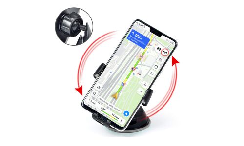Держатель для телефона Car Phone Holder, гравитационный, 2 в 1 (присоска и прищепка на дефлектор), чёрный