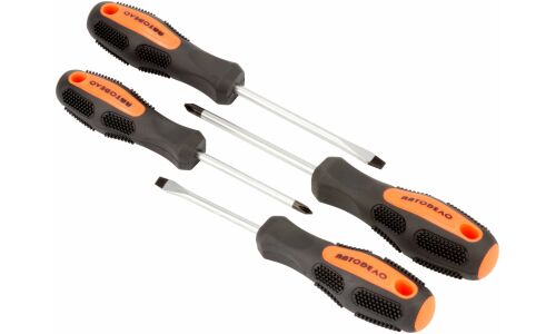 Набор отвёрток Автодело, шлицевые (SL5, SL6) и крестовые (PH1, PH2), стержни 75, 100мм, 4 предмета, магнитные, арт. АД-30769