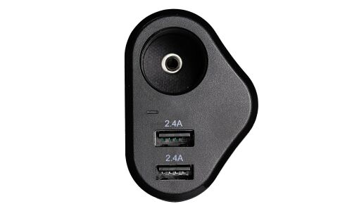 Разветвитель прикуривателя Airline Pro 12/24В, 1 гнездо, 2xUSB (5В, 2.4А + 5В, 2.4А), 120Вт, черный, с предохранителем, арт. AEBD070