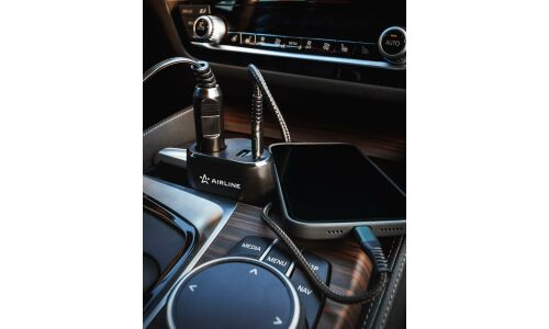 Разветвитель прикуривателя Airline Pro 12/24В, 1 гнездо, 1xUSB (5В, 2.4А), 1xUSB Type-C PD (5В/3А, 9В/2А, 12В/1.5А), 120Вт, черный, с предохранителем, арт. AEBD033