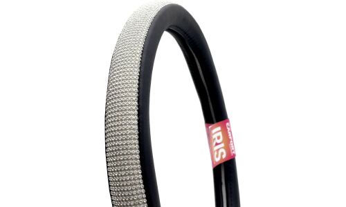 Оплетка на руль Carfort Iris 11 с белыми кристаллами, кожа, черный цвет, размер M (37-39см)