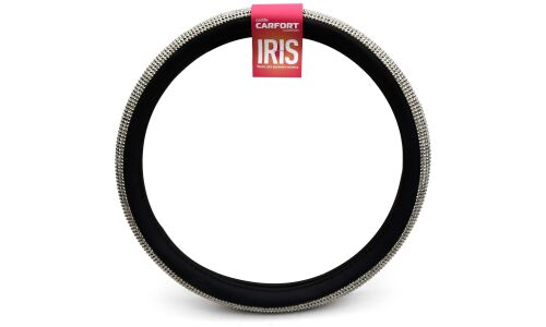 Оплетка на руль Carfort Iris 12 с темными кристаллами, экокожа, черный цвет, размер M (37-39см)