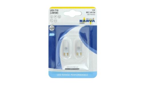 Лампа светодиодная Narva LED Range Performance W5W (W2.1x9.5d, T10), 12В, 0.6Вт (соответствует 5Вт), 6000К, комплект 2 шт, арт. 18145