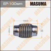 Гофра глушителя Masuma, WireMesh, 40x100мм, усиленная, 3-слойная, арт. EP-100wm