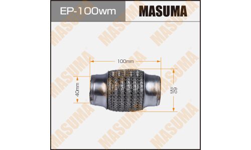 Гофра глушителя Masuma, WireMesh, 40x100мм, усиленная, 3-слойная, арт. EP-100wm