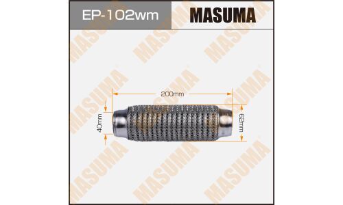 Гофра глушителя Masuma, WireMesh, 40x200мм, усиленная, 3-слойная, арт. EP-102wm