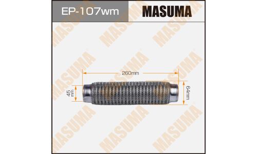 Гофра глушителя Masuma, WireMesh, 45x260мм, усиленная, 3-слойная, арт. EP-107wm